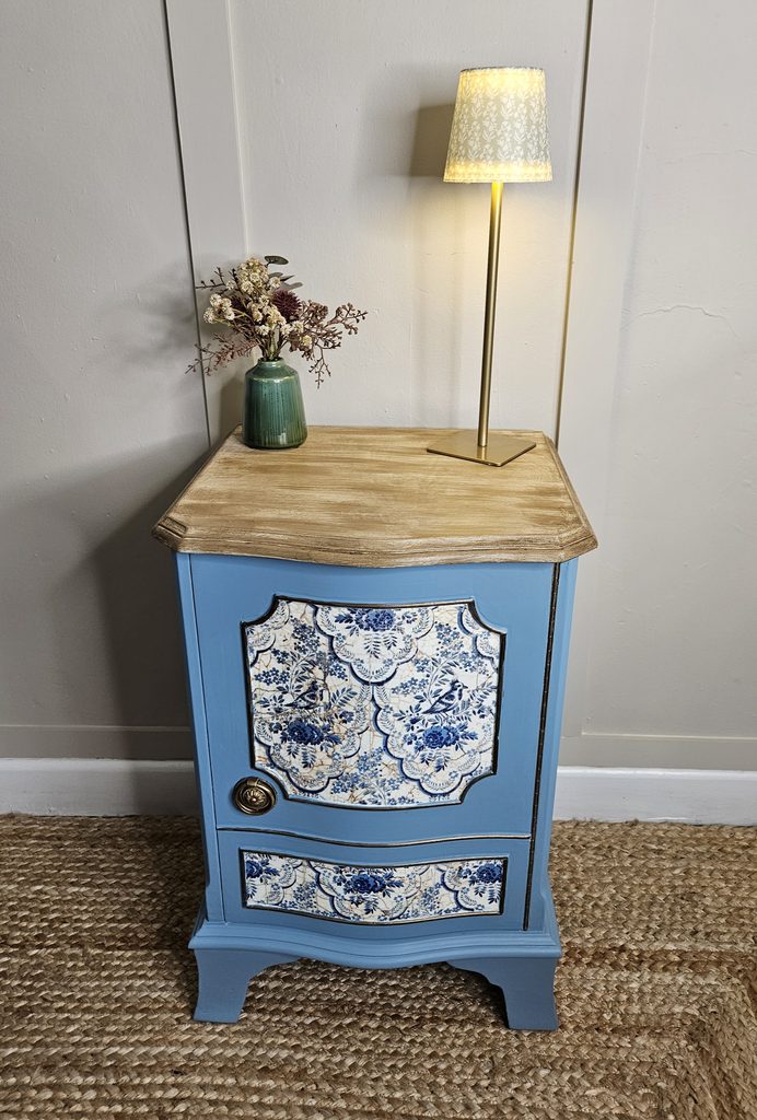 Blue Cupboard with Decoupage Inlay